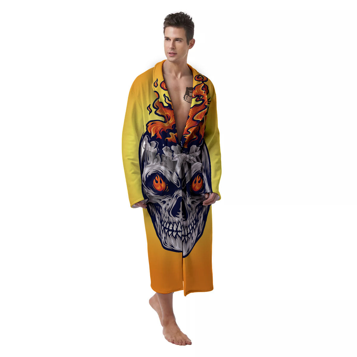 Devil Fire Punk Print Men's Robe-grizzshop