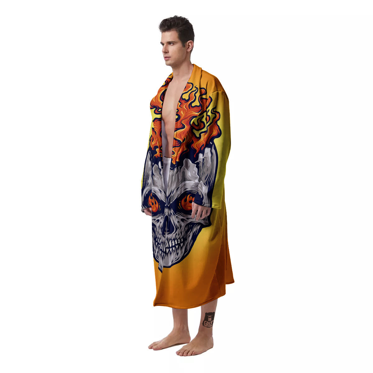 Devil Fire Punk Print Men's Robe-grizzshop