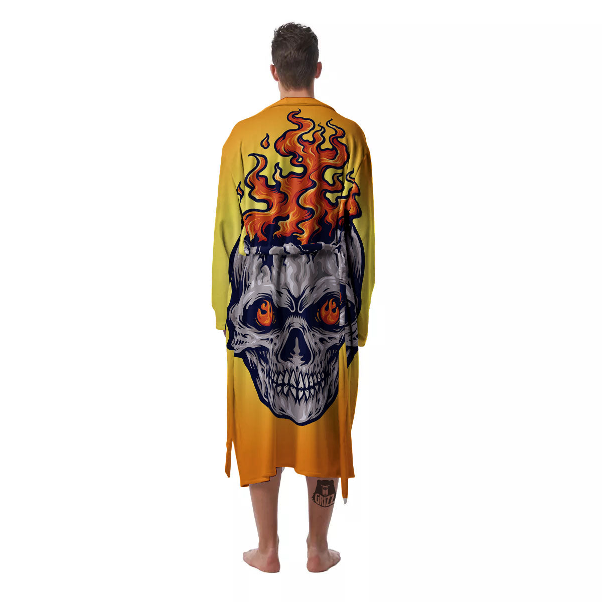 Devil Fire Punk Print Men's Robe-grizzshop