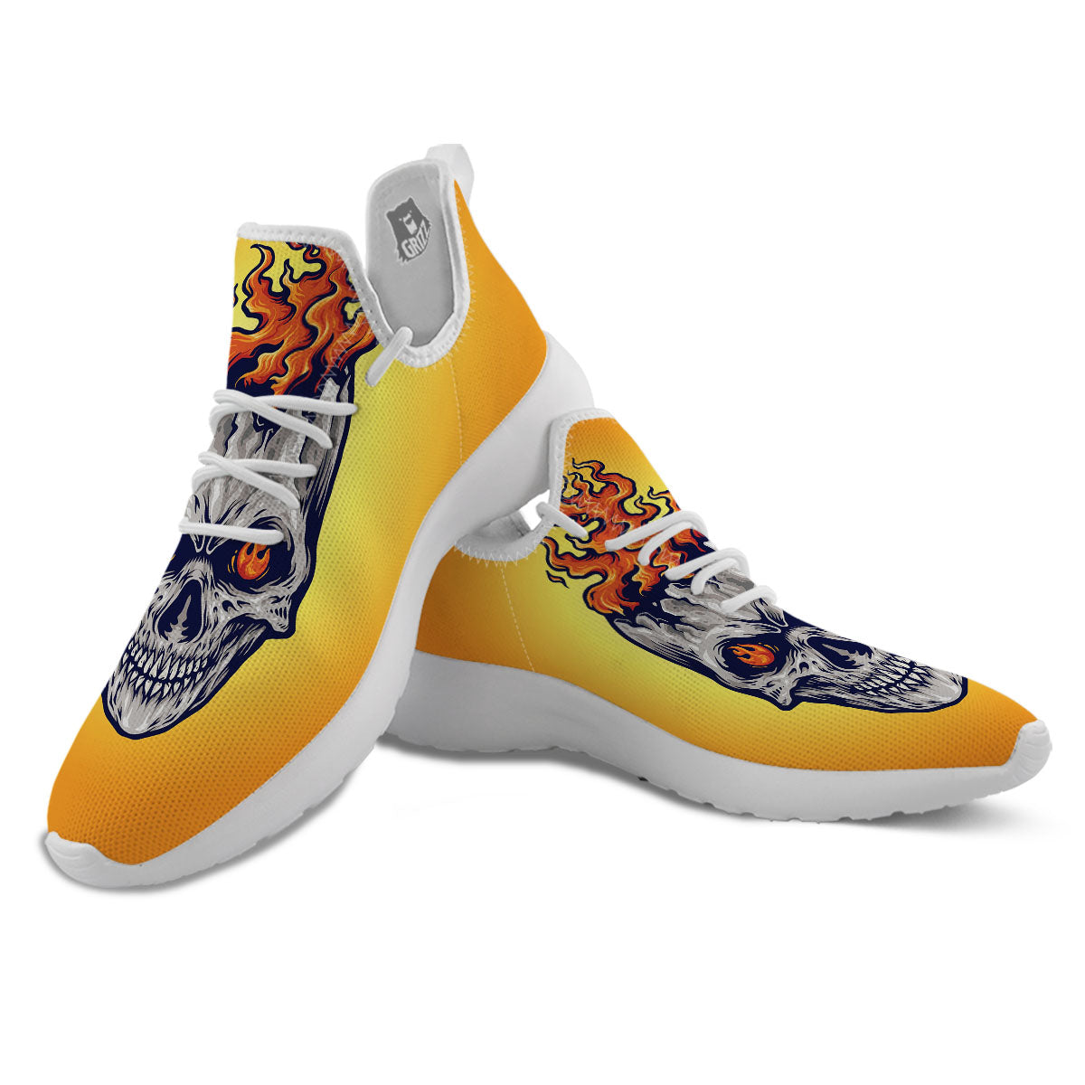 Devil Fire Punk Print White Athletic Shoes-grizzshop
