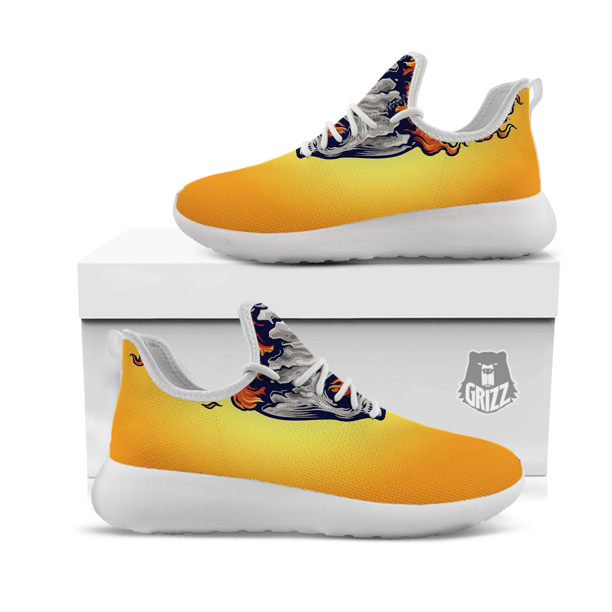 Devil Fire Punk Print White Athletic Shoes-grizzshop