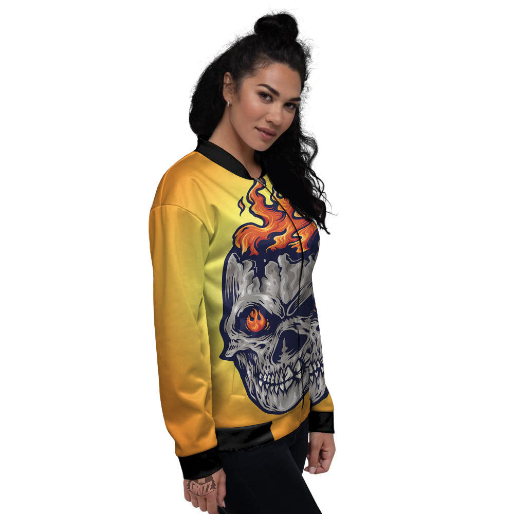 Devil Fire Punk Print Women's Bomber Jacket-grizzshop