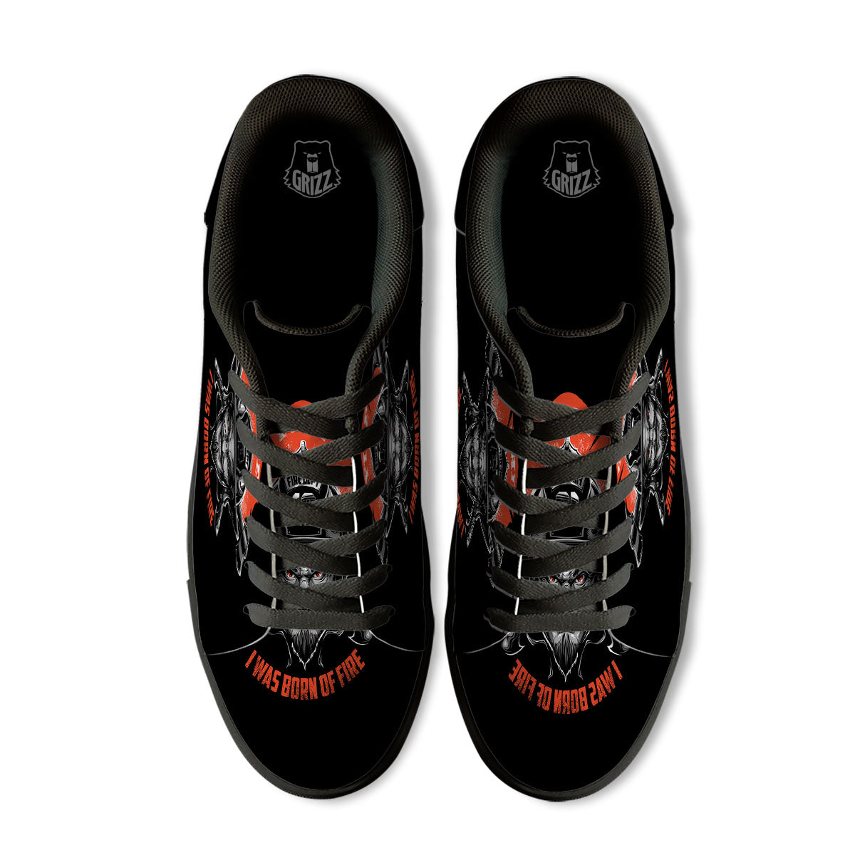 Devil Firefighter Print Black Low Top Sneakers-grizzshop