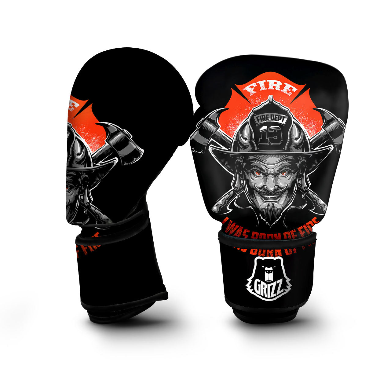 Devil Firefighter Print Boxing Gloves-grizzshop