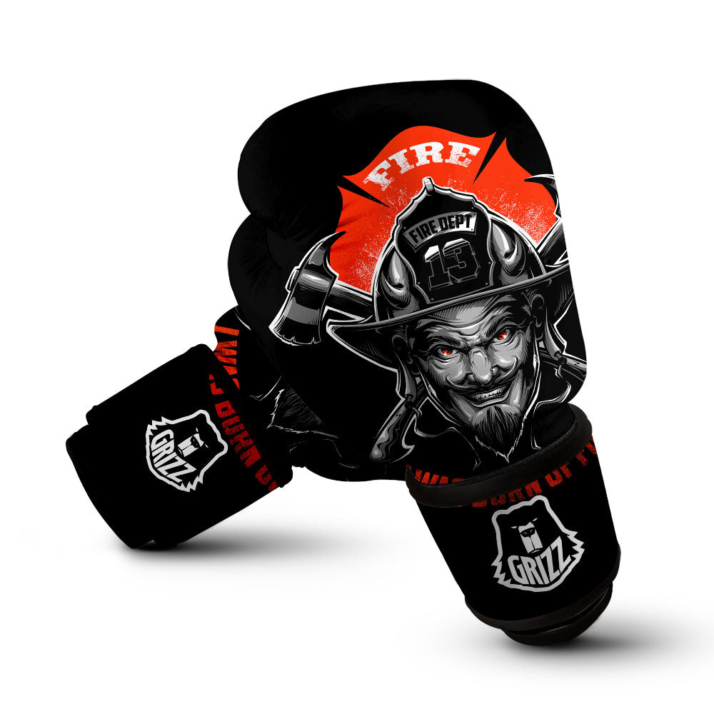Devil Firefighter Print Boxing Gloves-grizzshop