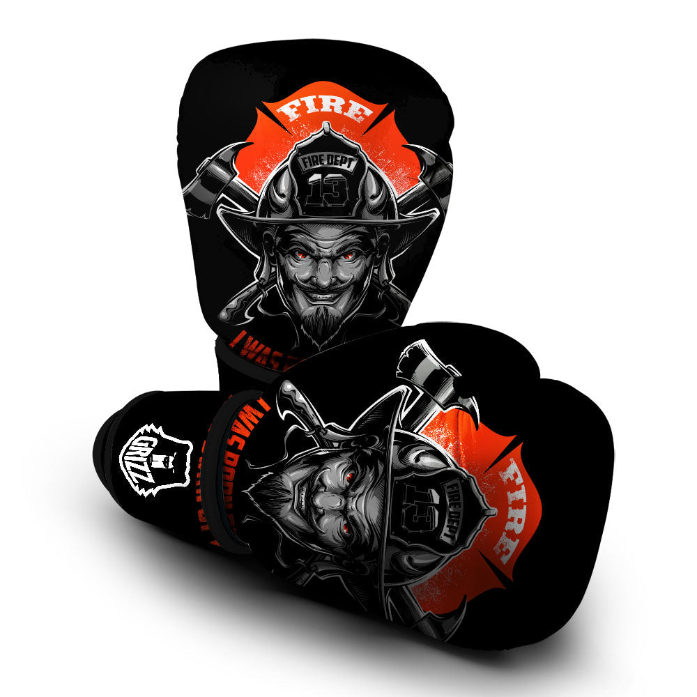 Devil Firefighter Print Boxing Gloves-grizzshop
