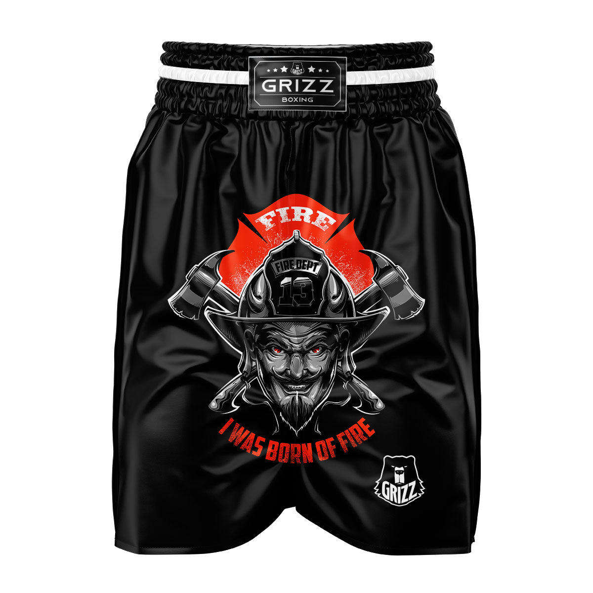 Devil Firefighter Print Boxing Shorts-grizzshop