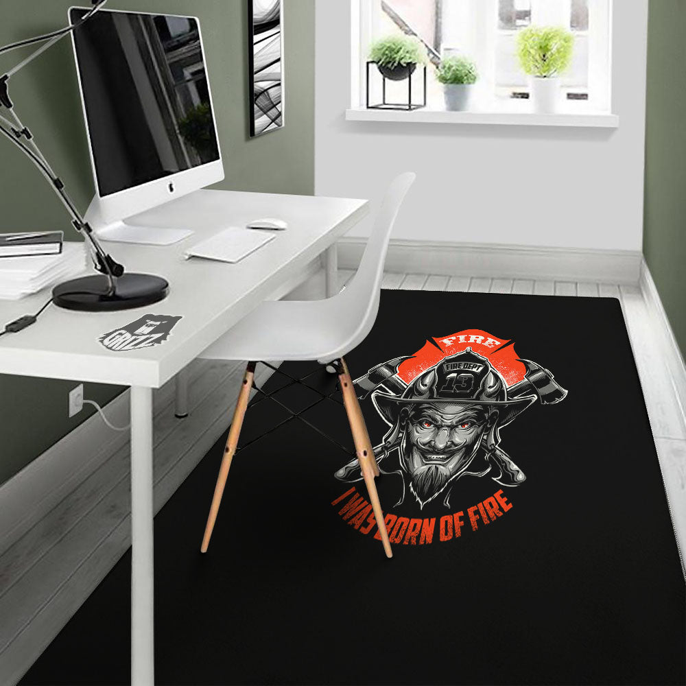 Devil Firefighter Print Floor Mat-grizzshop