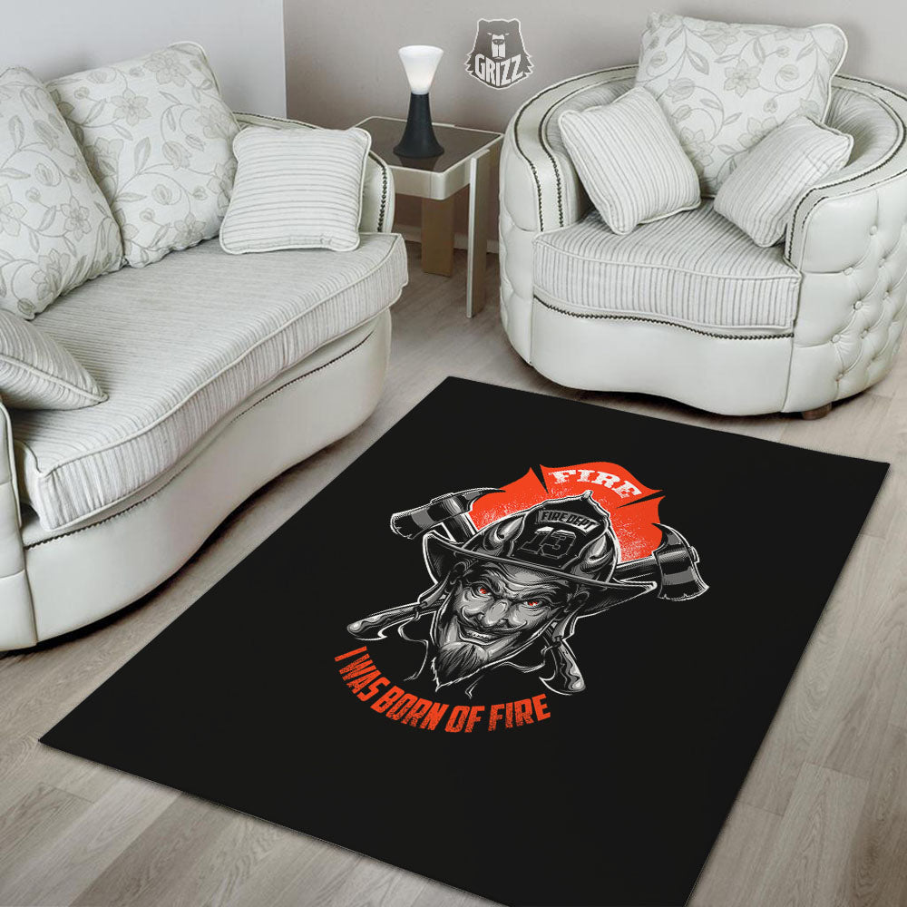 Devil Firefighter Print Floor Mat-grizzshop