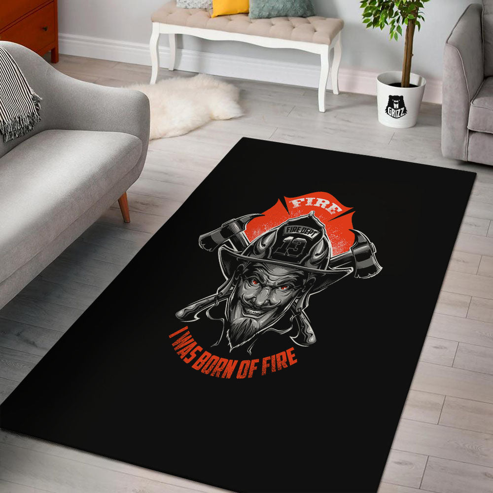 Devil Firefighter Print Floor Mat-grizzshop