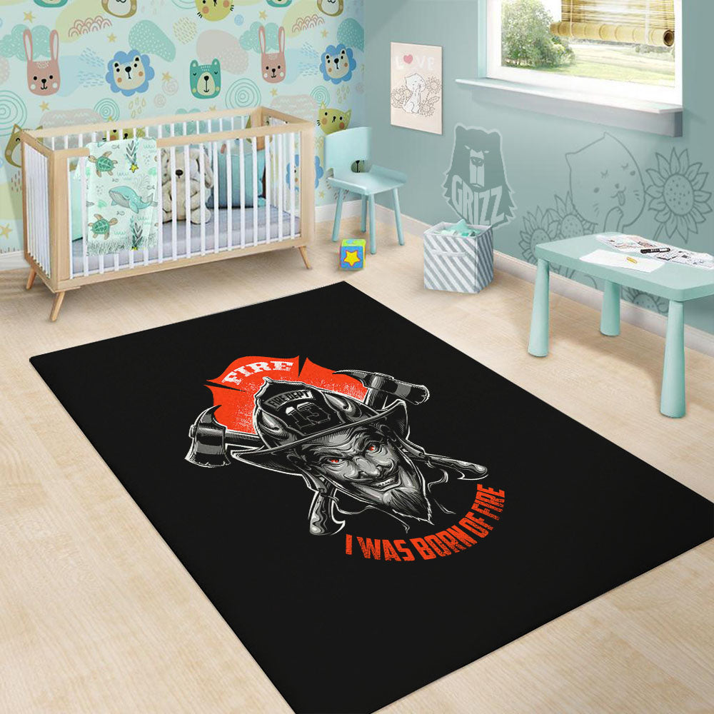 Devil Firefighter Print Floor Mat-grizzshop