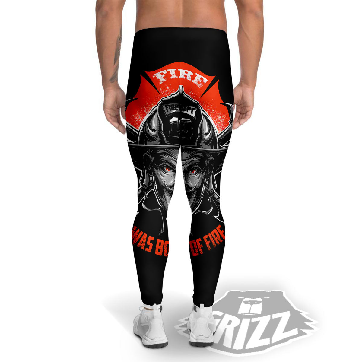 Devil Firefighter Print Men's Leggings-grizzshop
