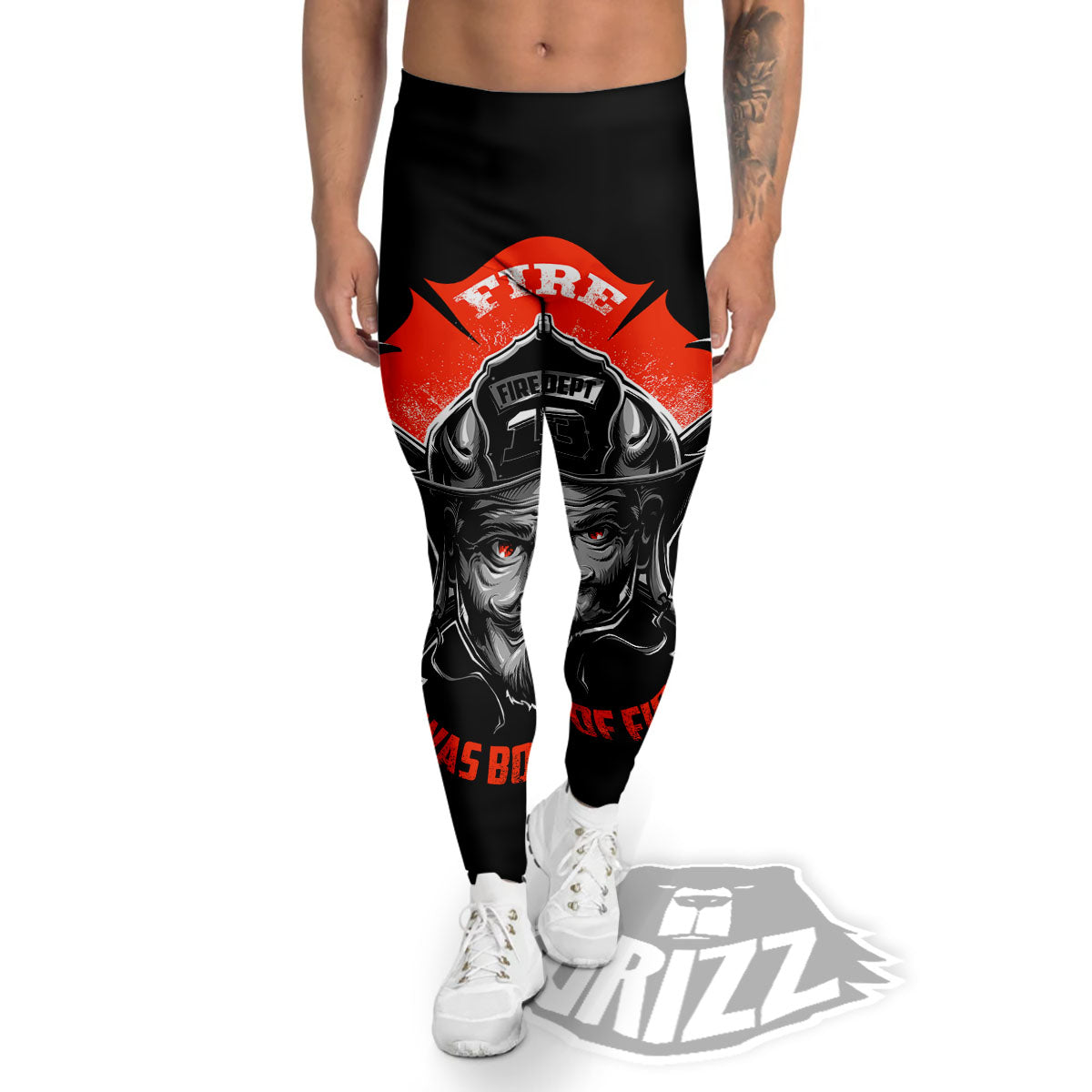 Devil Firefighter Print Men's Leggings-grizzshop
