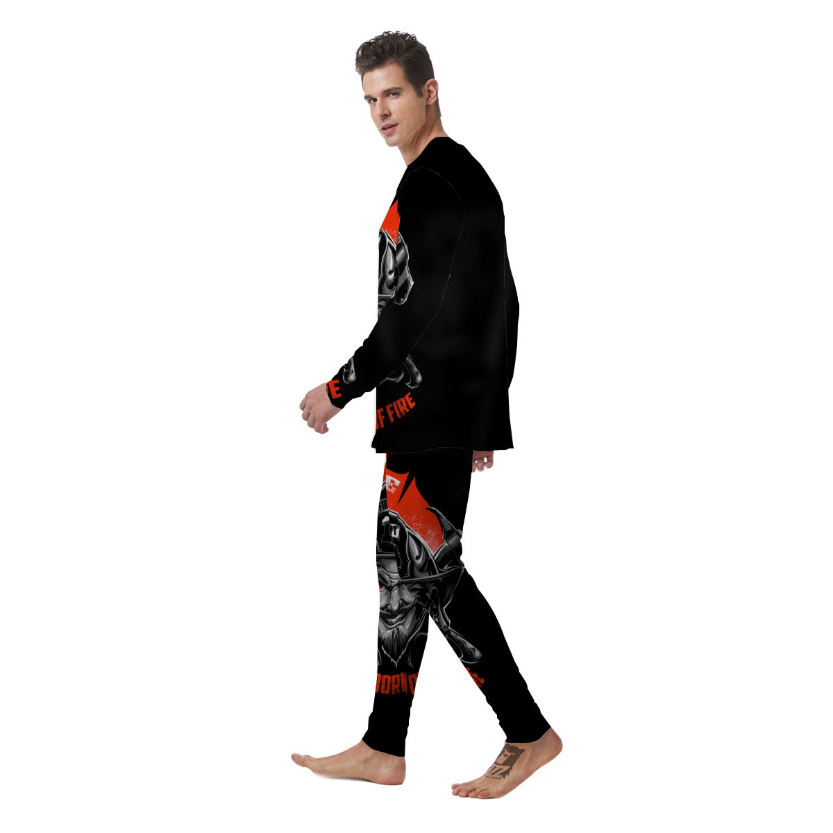Devil Firefighter Print Men's Pajamas-grizzshop