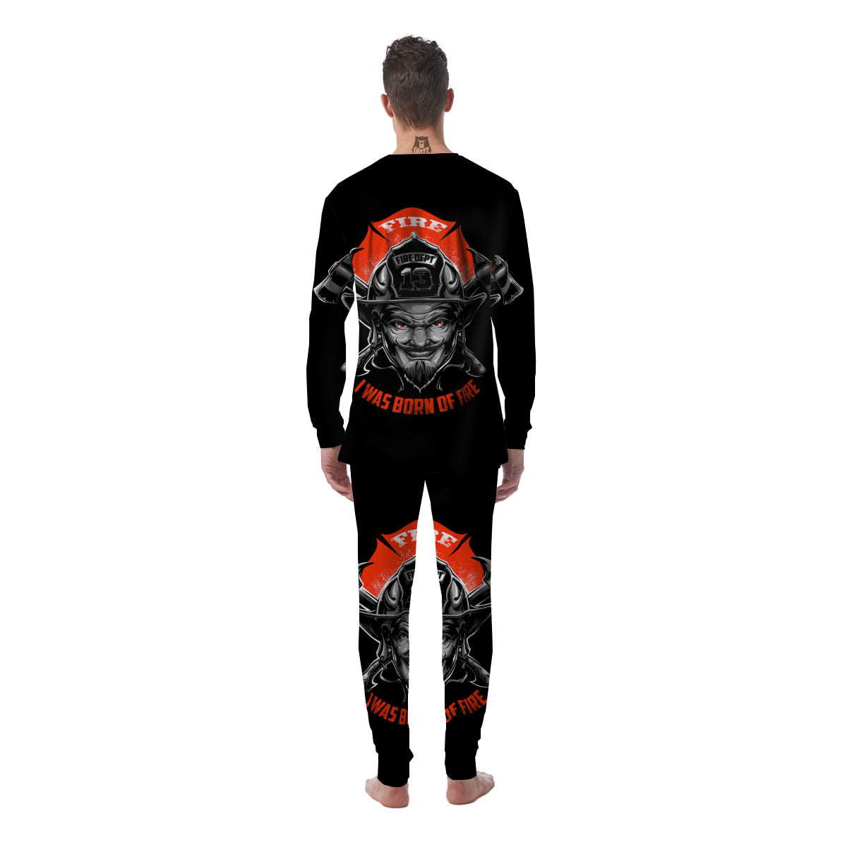 Devil Firefighter Print Men's Pajamas-grizzshop