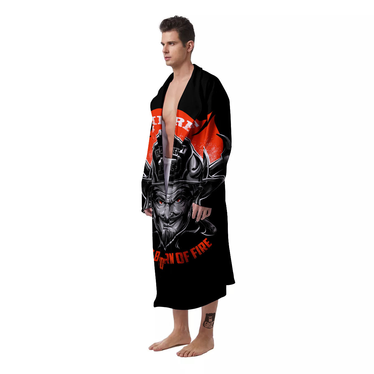 Devil Firefighter Print Men's Robe-grizzshop