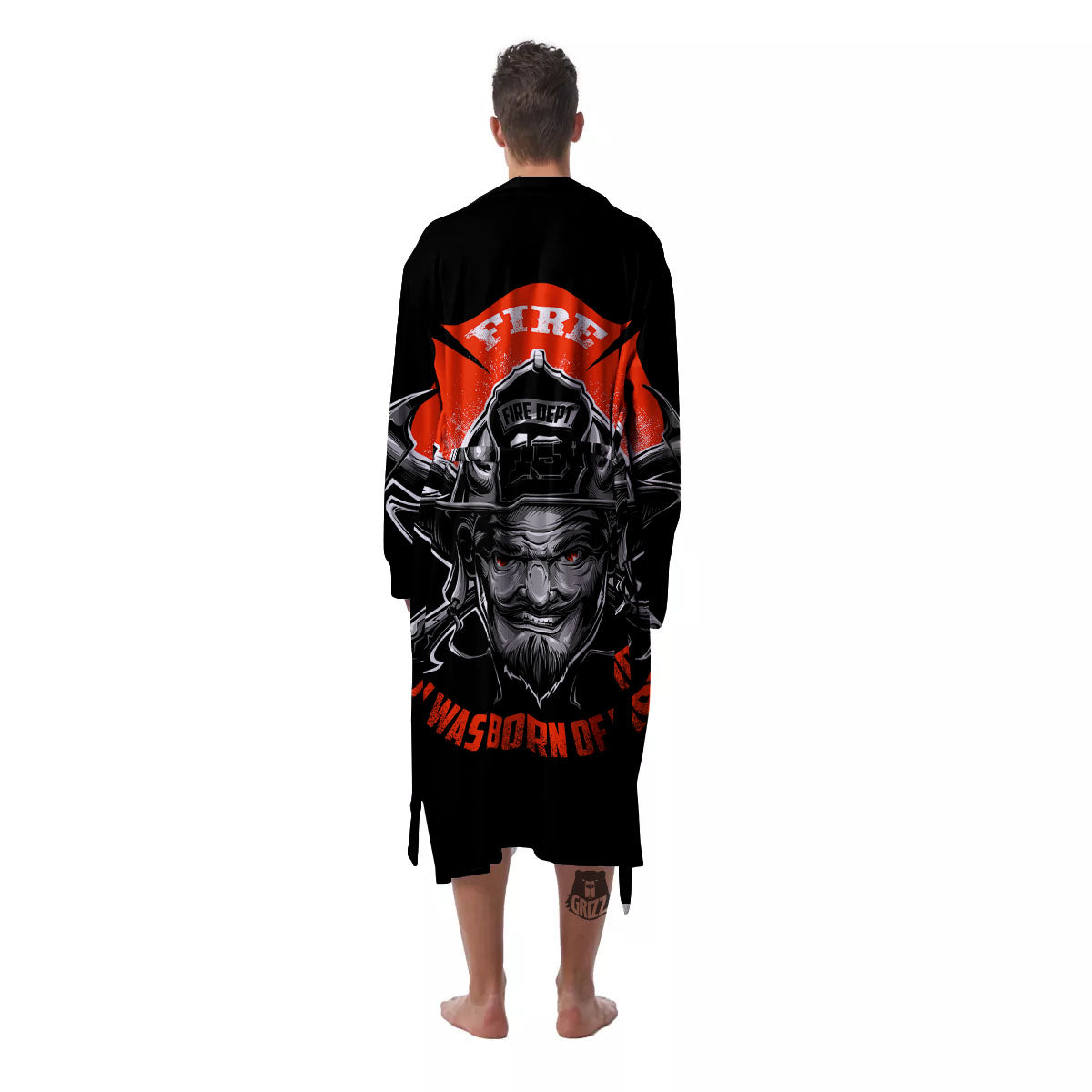 Devil Firefighter Print Men's Robe-grizzshop