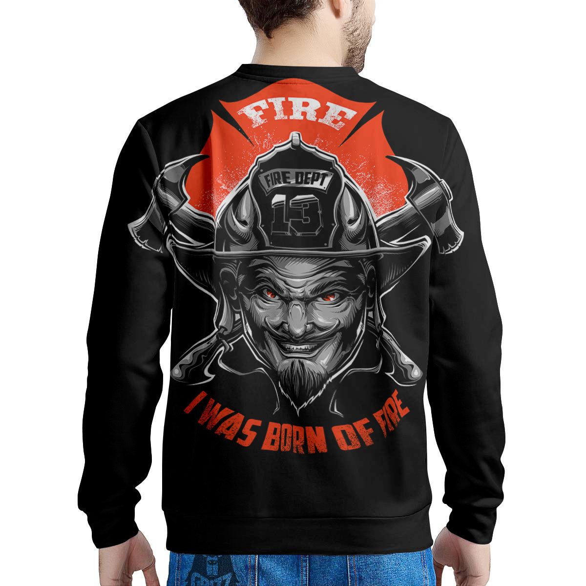 Devil Firefighter Print Men's Sweatshirt-grizzshop