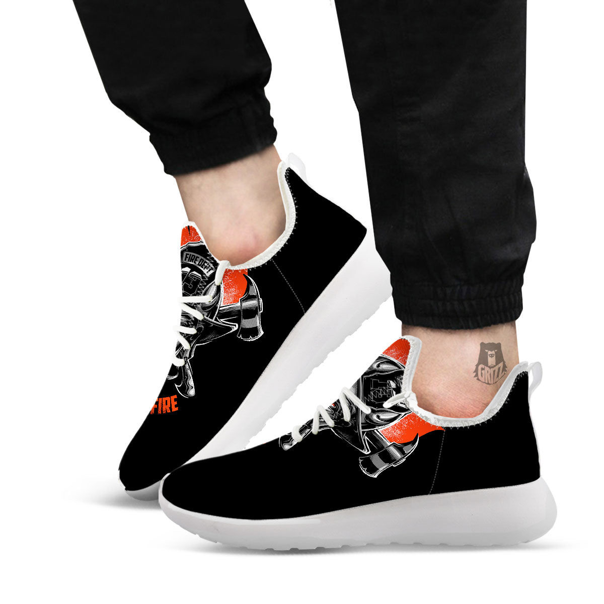 Devil Firefighter Print White Athletic Shoes-grizzshop