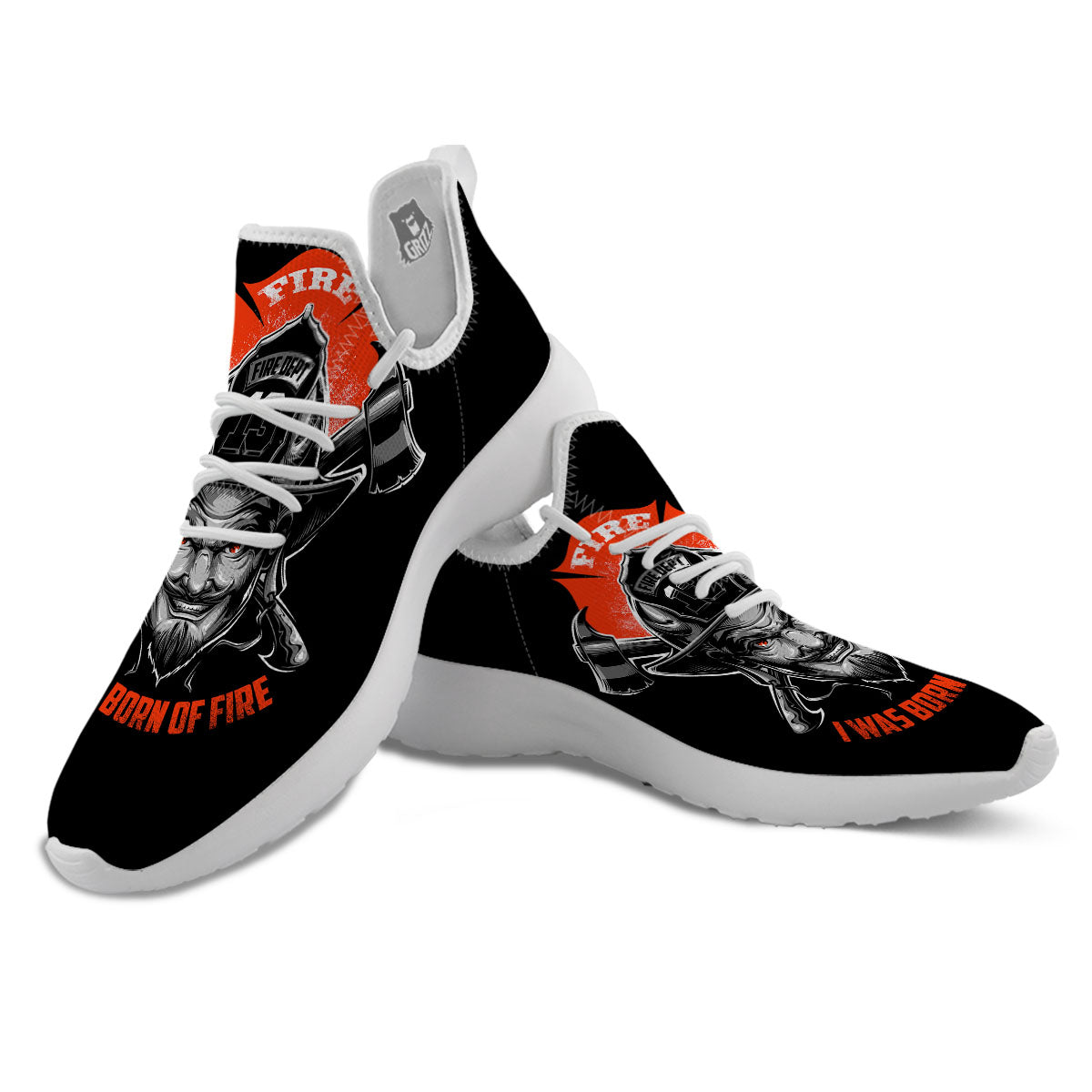 Devil Firefighter Print White Athletic Shoes-grizzshop