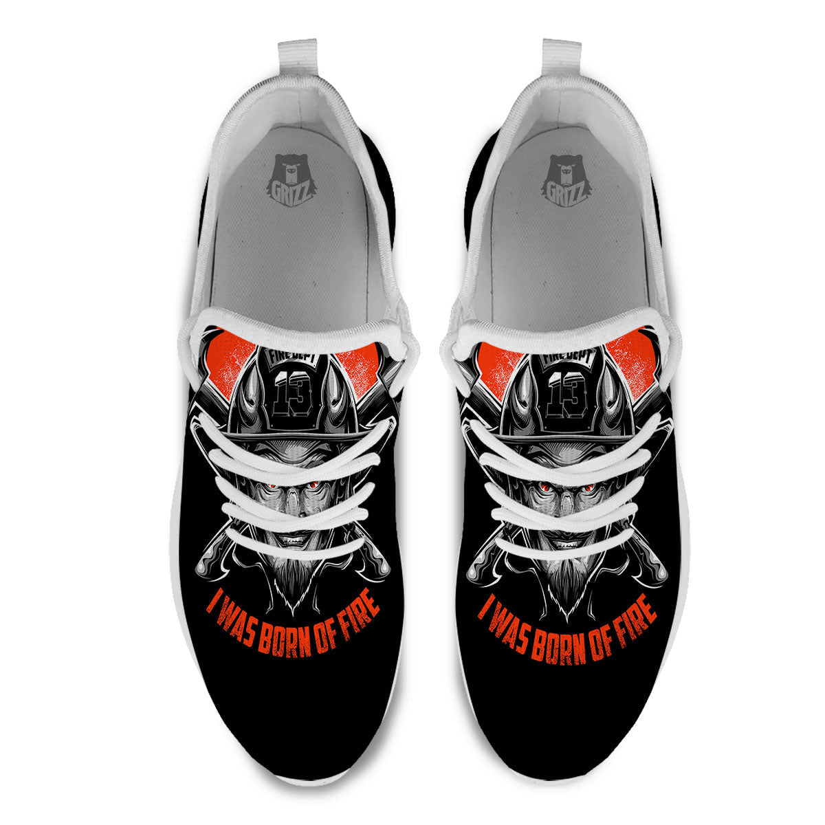Devil Firefighter Print White Athletic Shoes-grizzshop