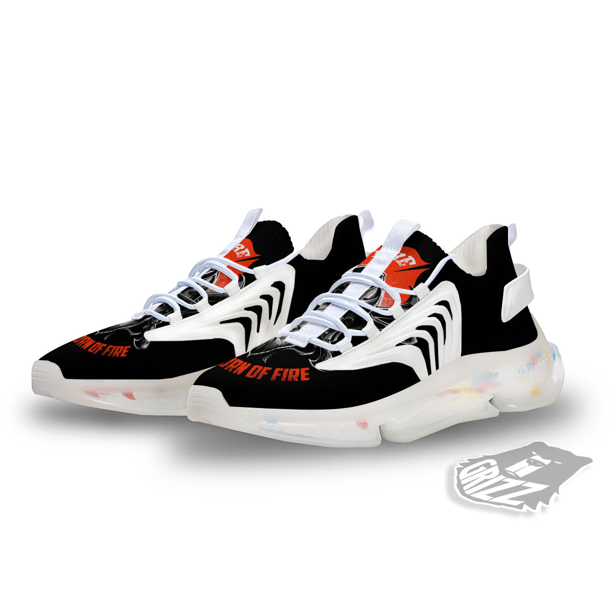 Devil Firefighter Print White Gym Shoes-grizzshop