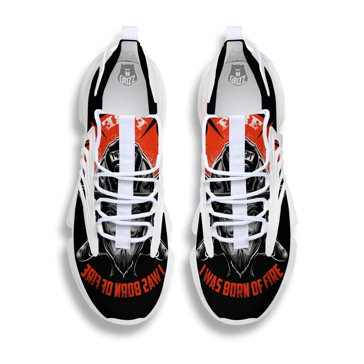 Devil Firefighter Print White Gym Shoes-grizzshop