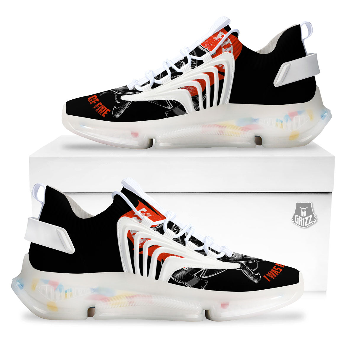 Devil Firefighter Print White Gym Shoes-grizzshop