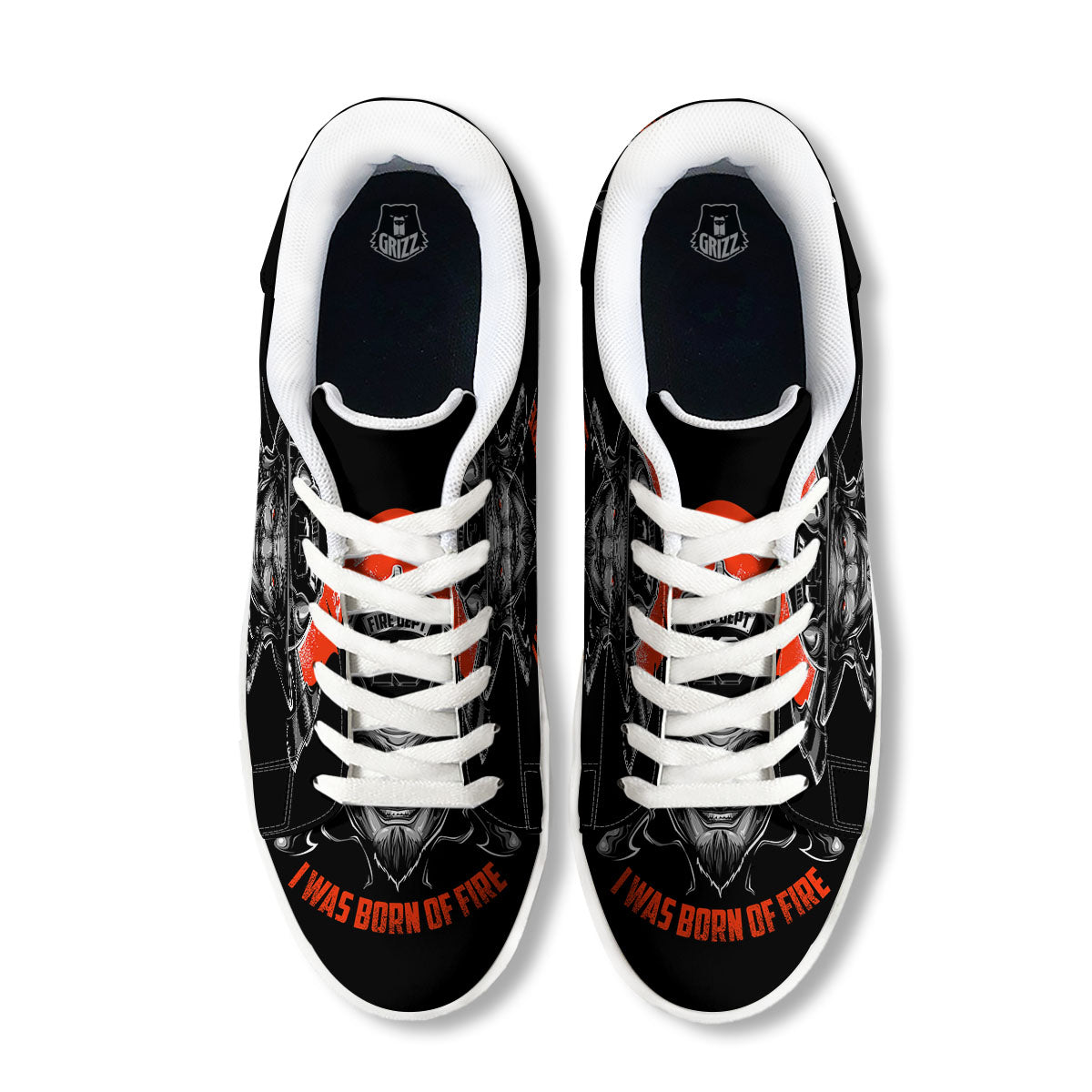 Devil Firefighter Print White Low Top Sneakers-grizzshop