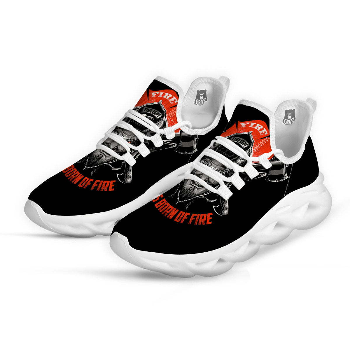Devil Firefighter Print White Running Shoes-grizzshop