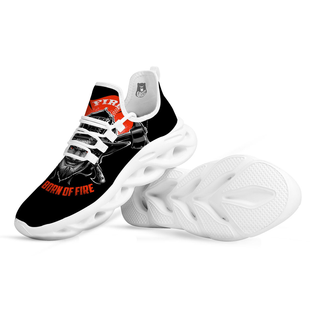 Devil Firefighter Print White Running Shoes-grizzshop
