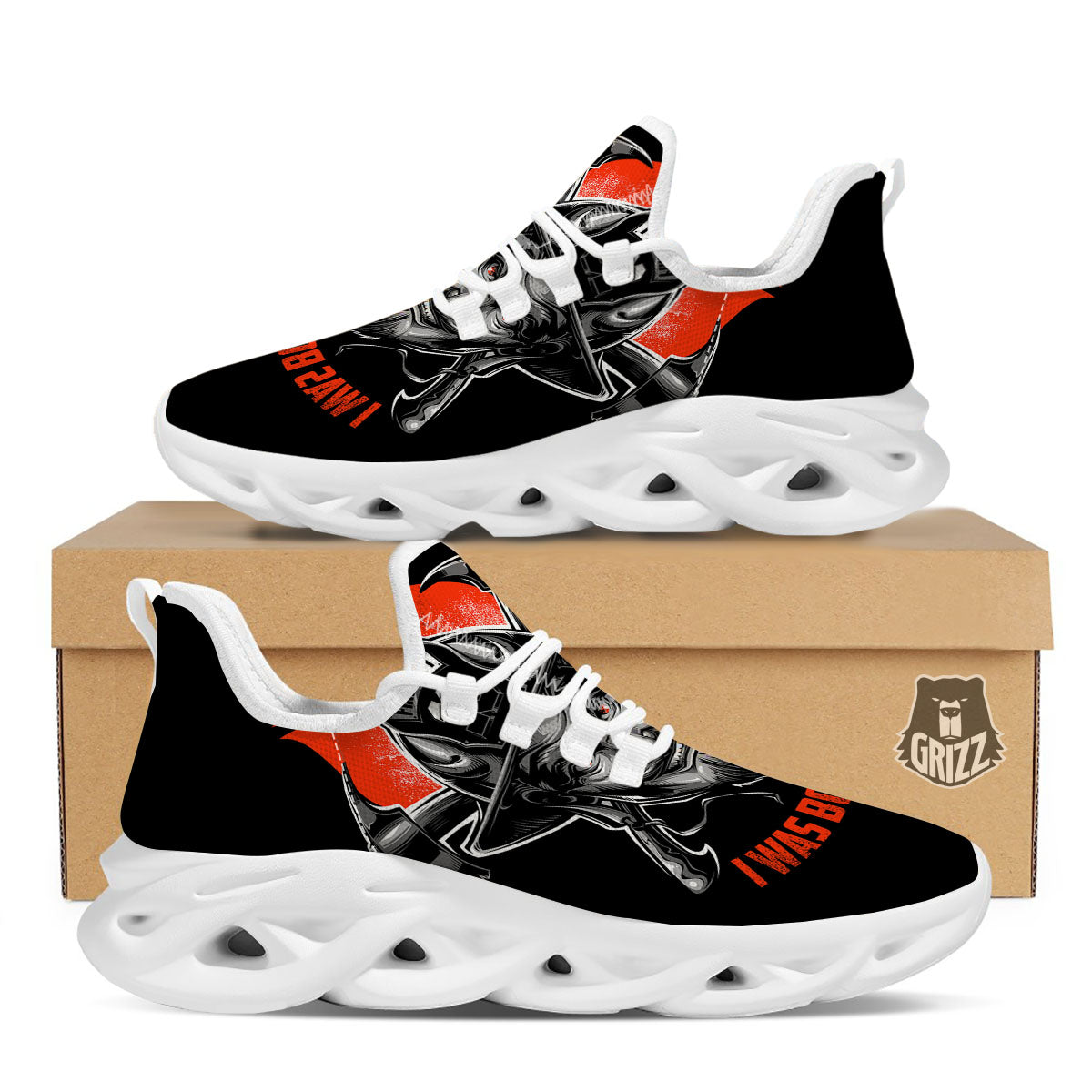 Devil Firefighter Print White Running Shoes-grizzshop