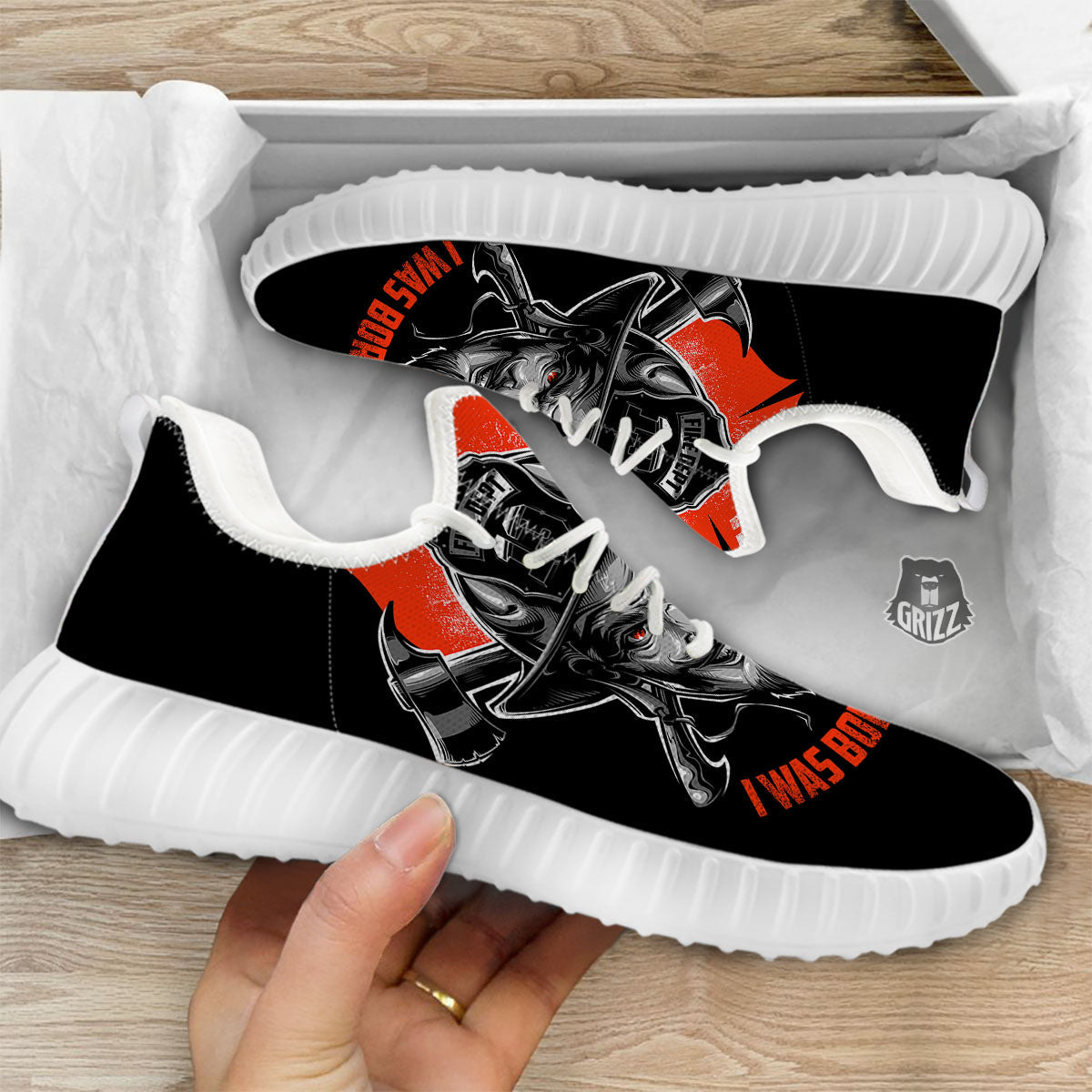Devil Firefighter Print White Walking Shoes-grizzshop