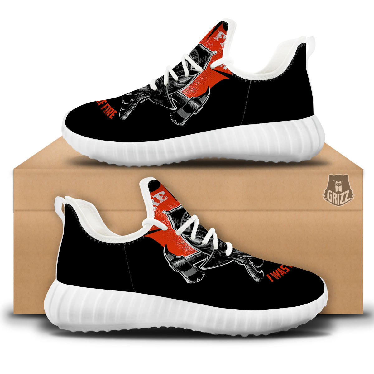 Devil Firefighter Print White Walking Shoes-grizzshop
