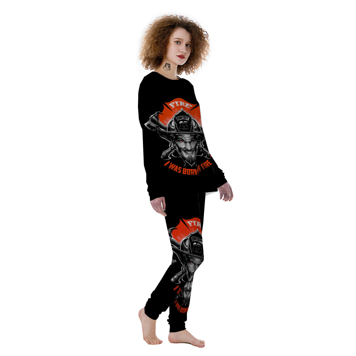 Devil Firefighter Print Women's Pajamas-grizzshop