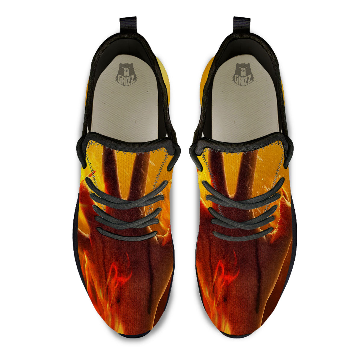 Devil Hand Print Black Athletic Shoes-grizzshop