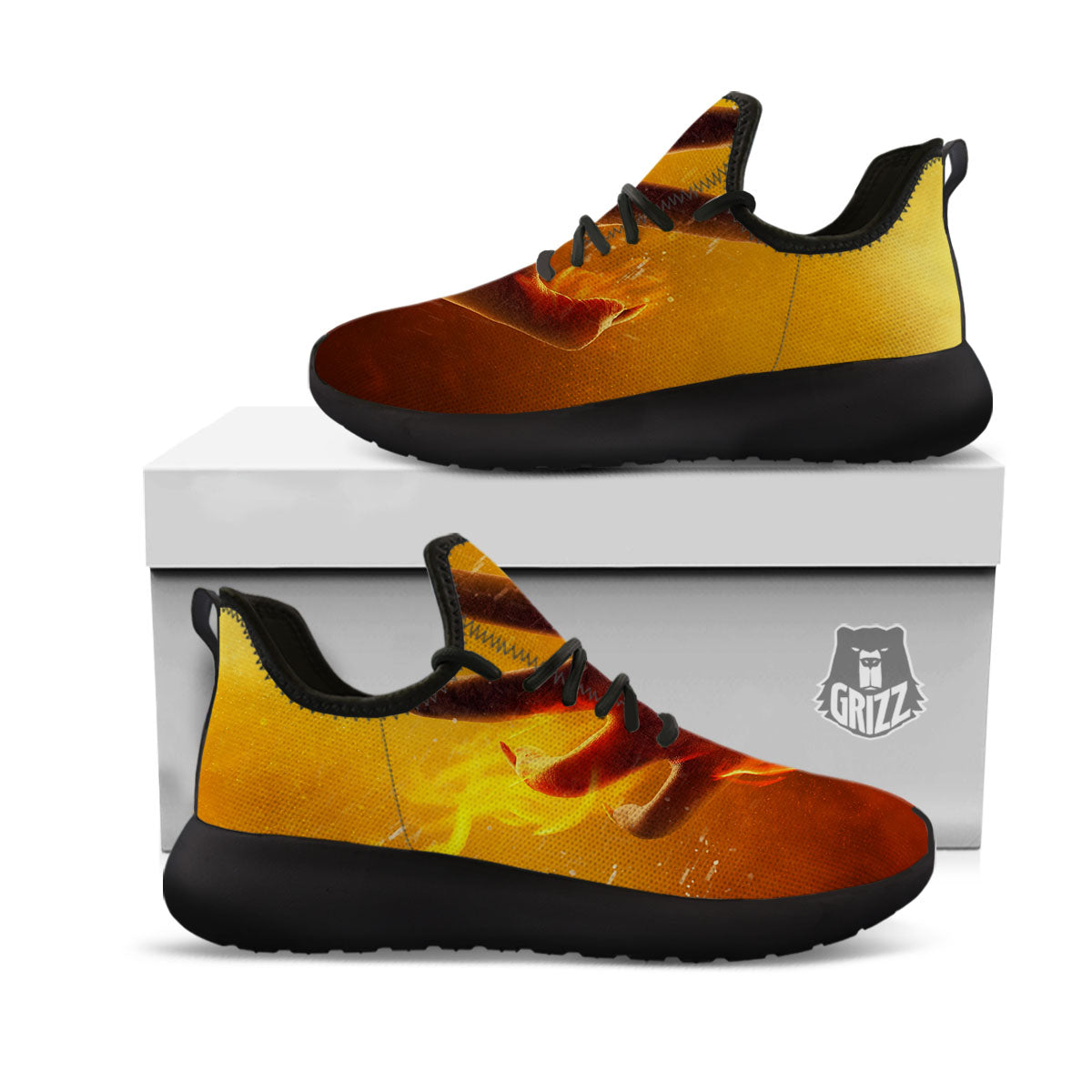 Devil Hand Print Black Athletic Shoes-grizzshop