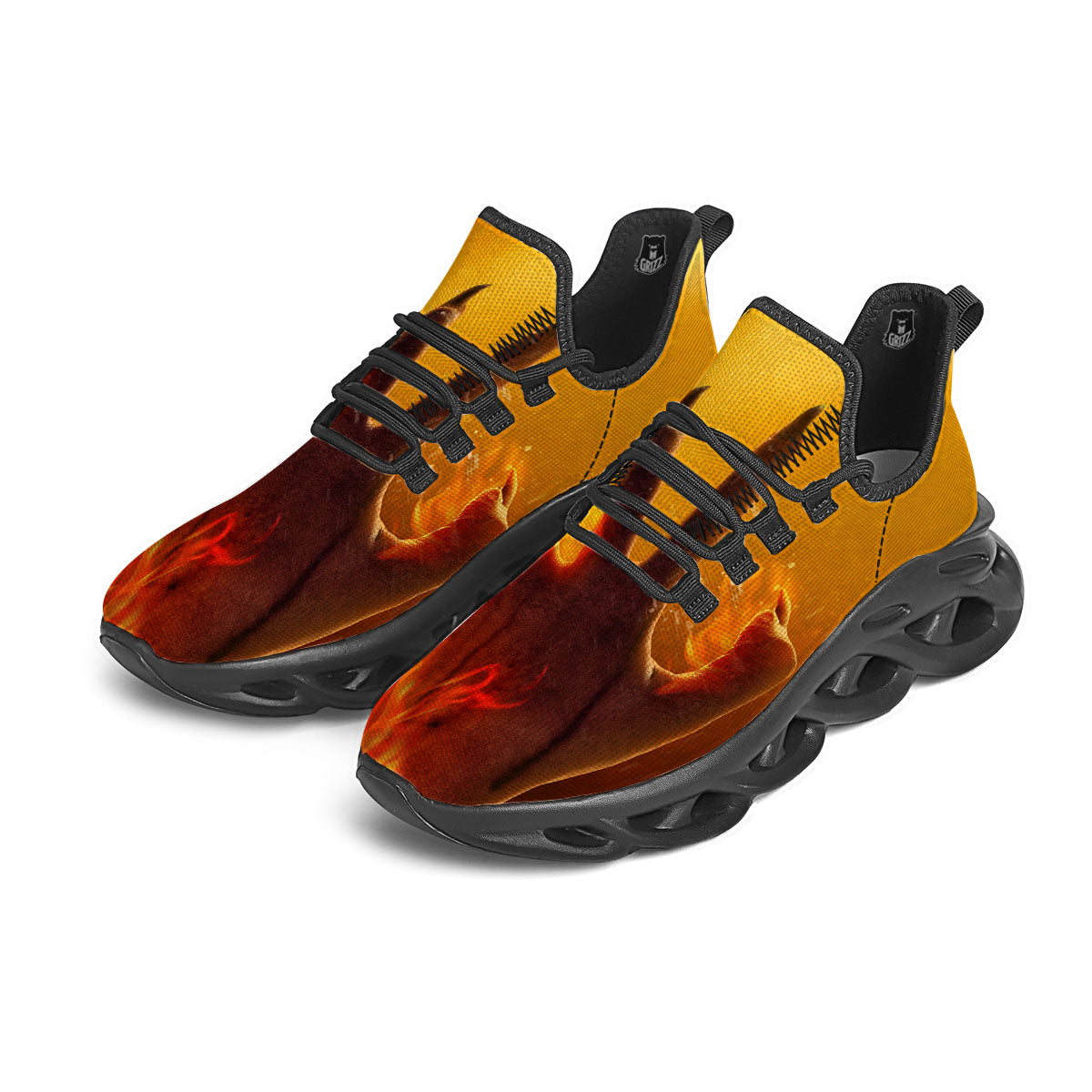 Devil Hand Print Black Running Shoes-grizzshop