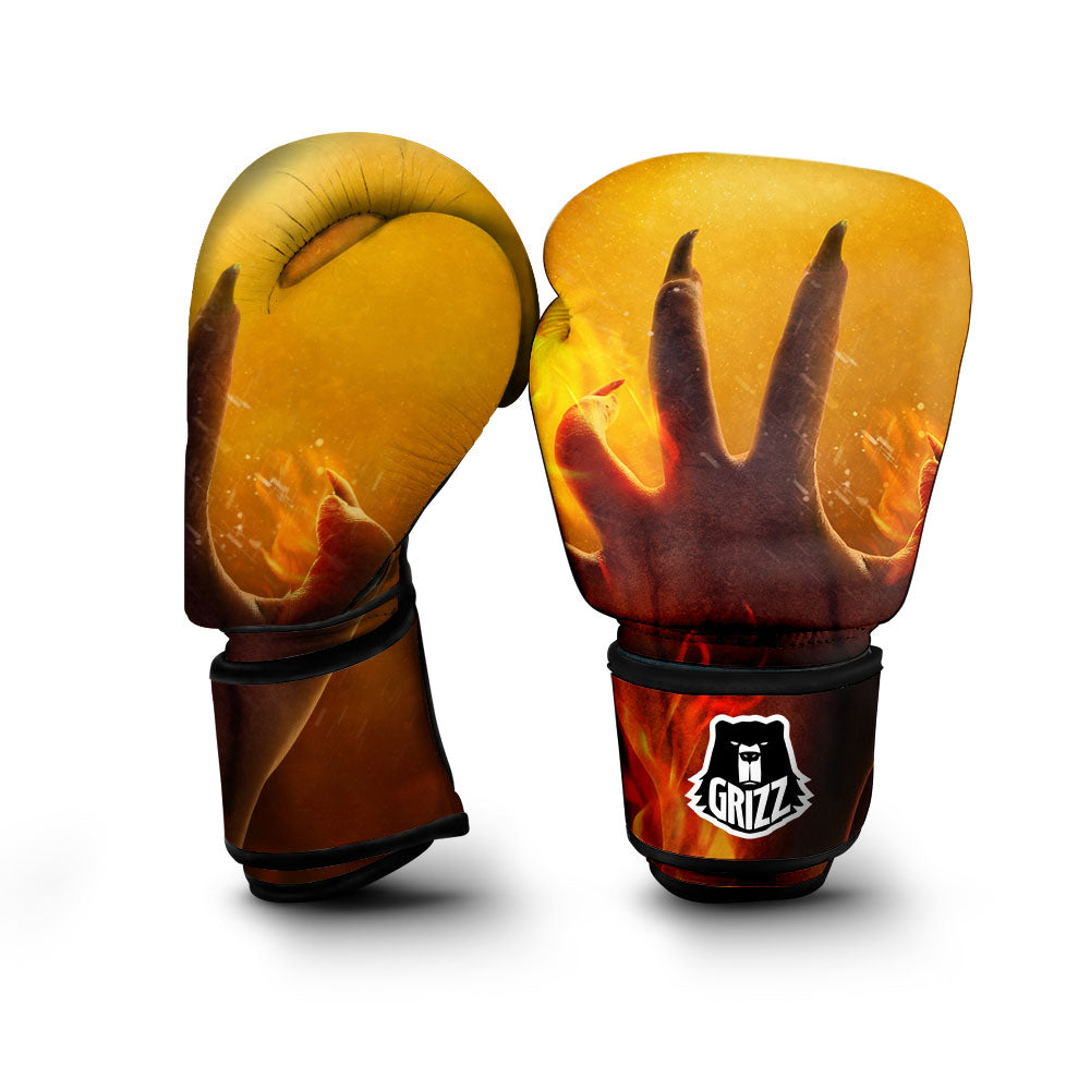 Devil Hand Print Boxing Gloves-grizzshop