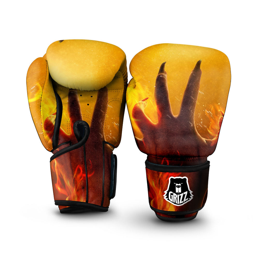 Devil Hand Print Boxing Gloves-grizzshop