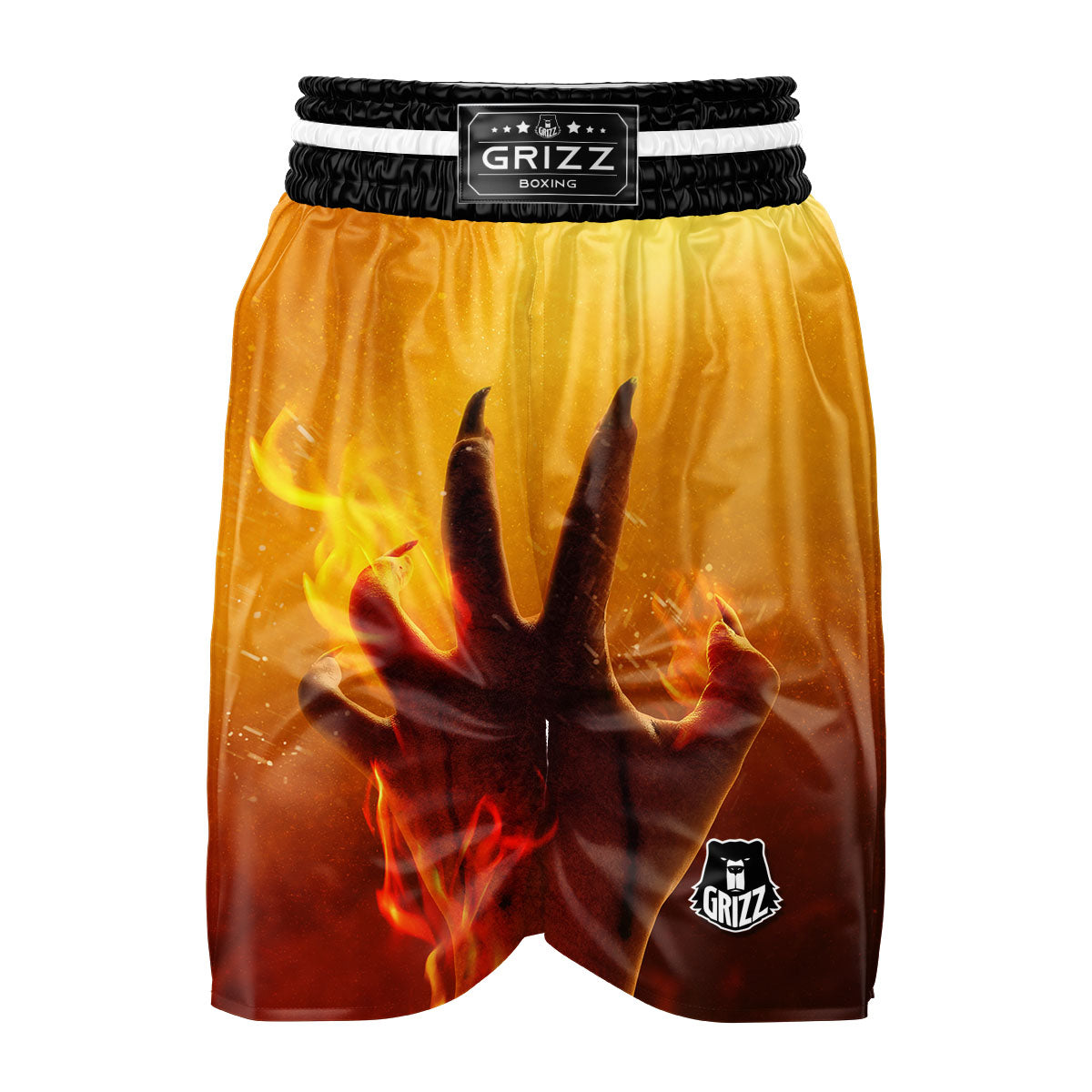 Devil Hand Print Boxing Shorts-grizzshop