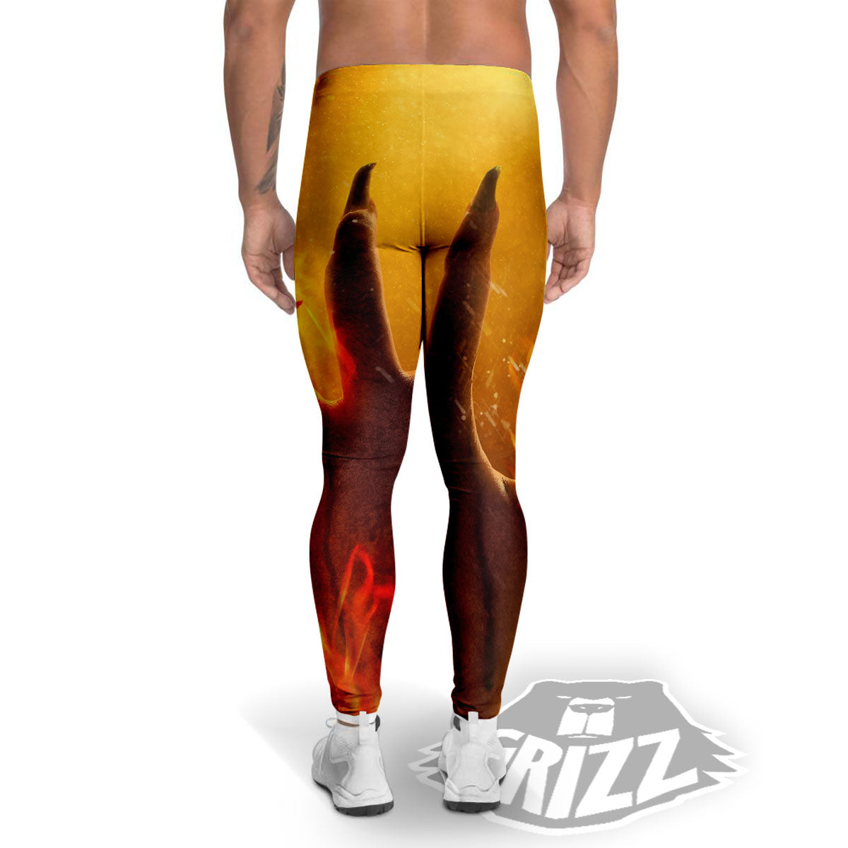 Devil Hand Print Men's Leggings-grizzshop