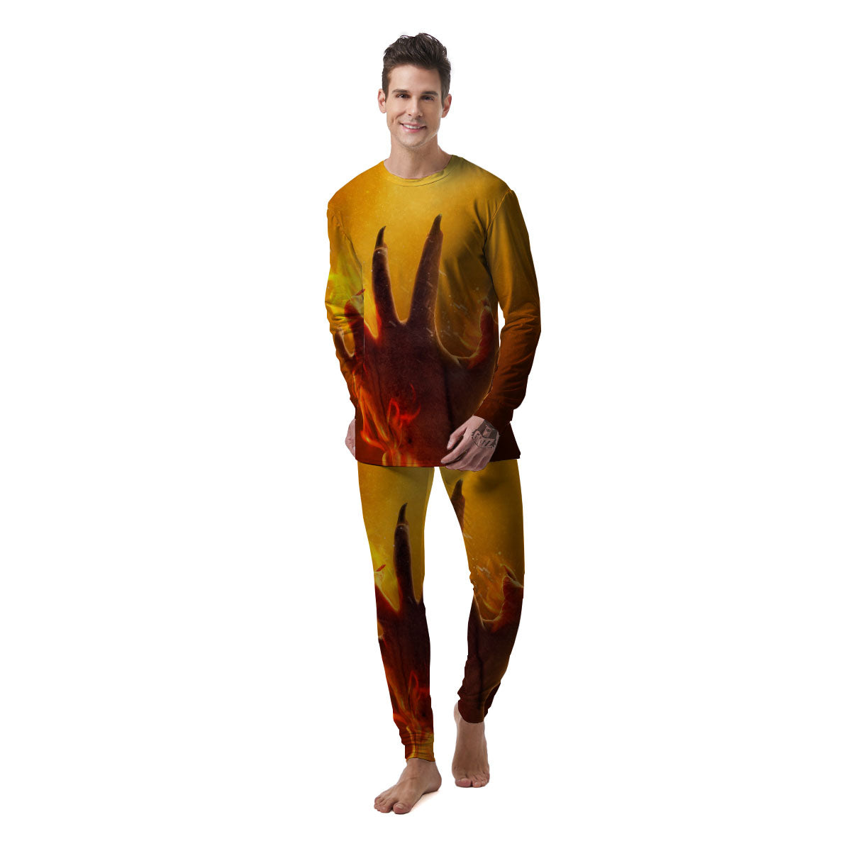 Devil Hand Print Men's Pajamas-grizzshop