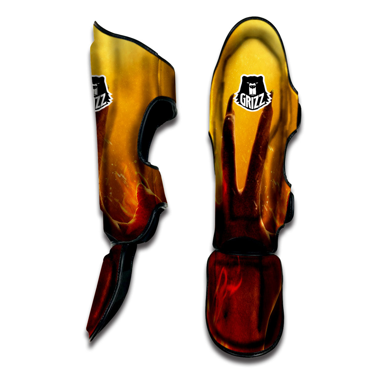 Devil Hand Print Muay Thai Shin Guards-grizzshop
