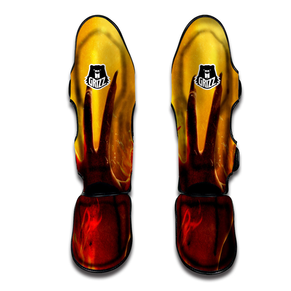 Devil Hand Print Muay Thai Shin Guards-grizzshop
