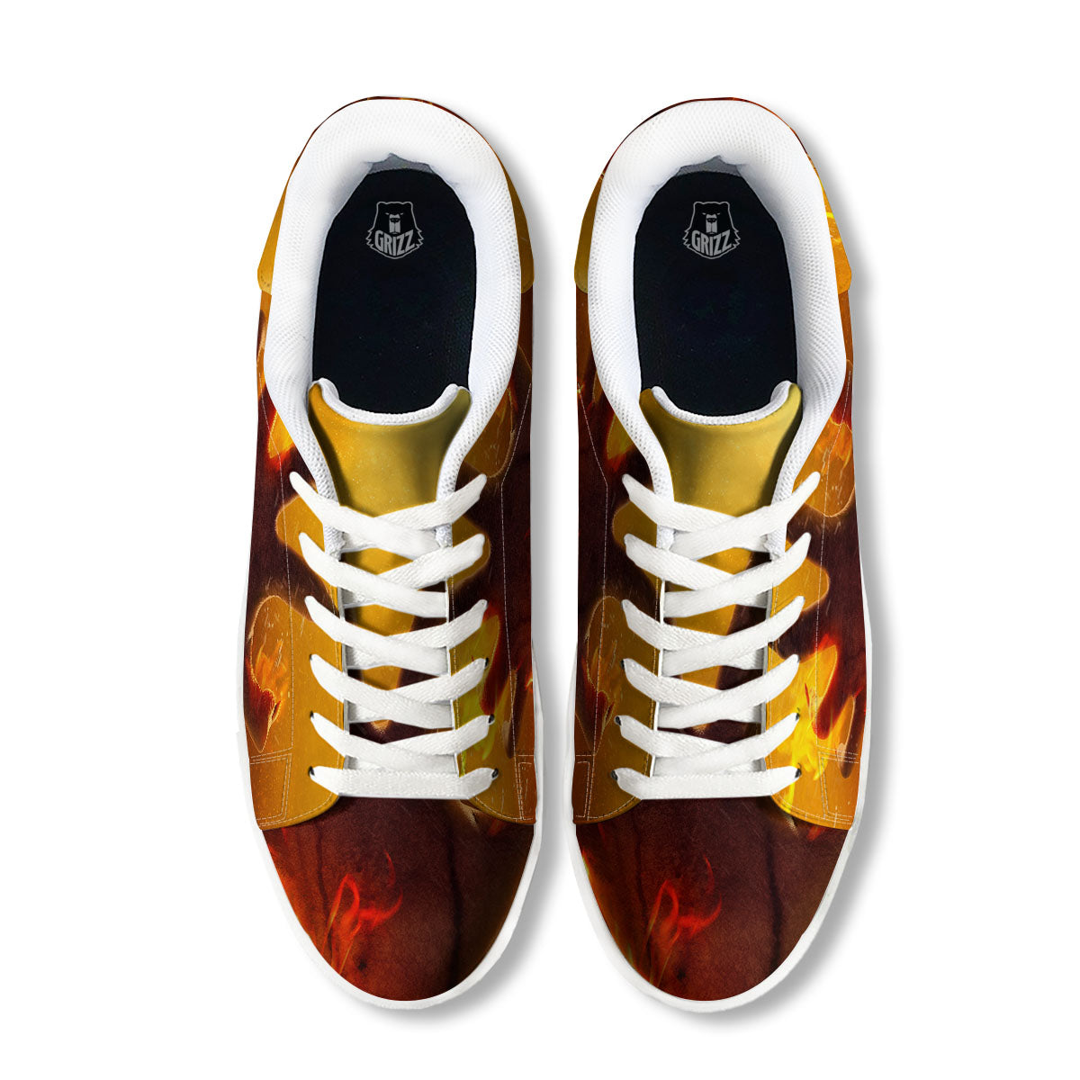 Devil Hand Print White Low Top Sneakers-grizzshop