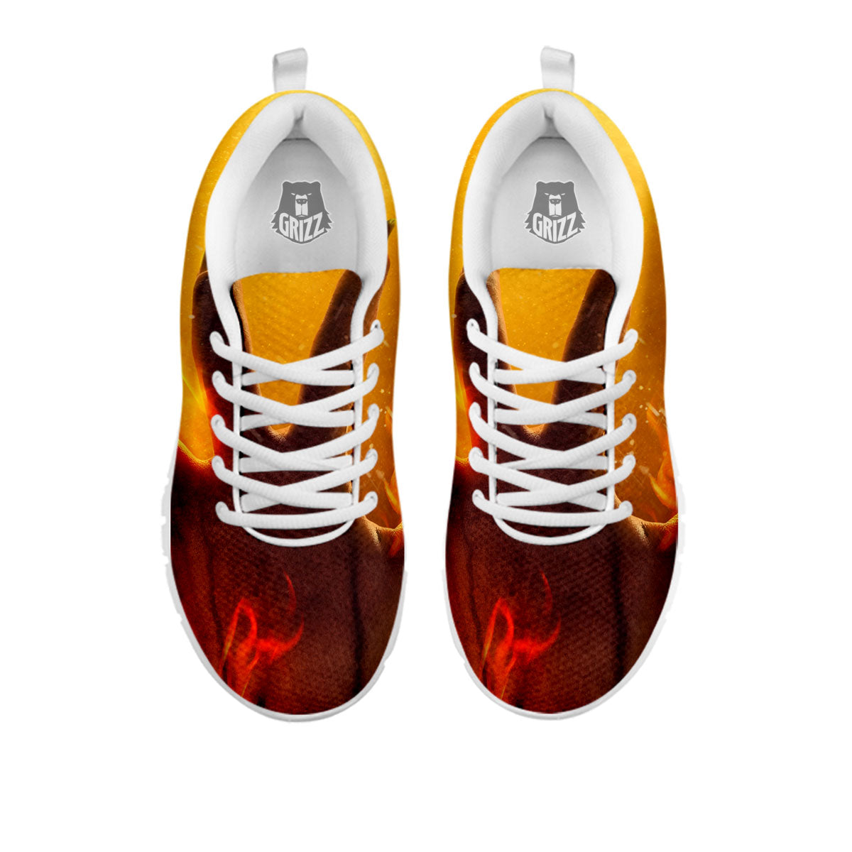 Devil Hand Print White Sneaker-grizzshop