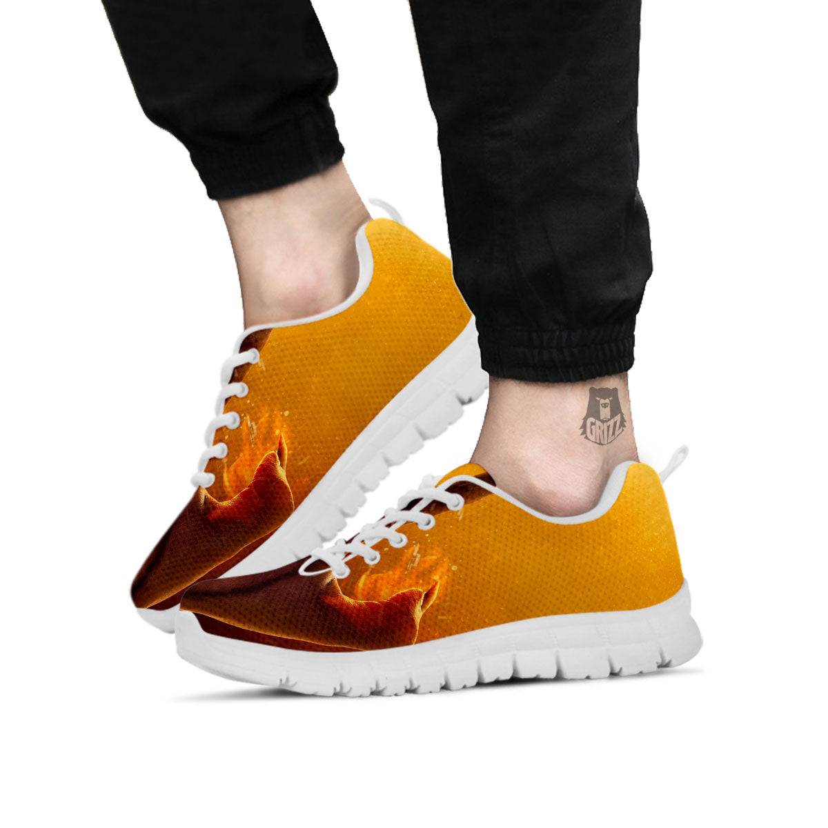 Devil Hand Print White Sneaker-grizzshop