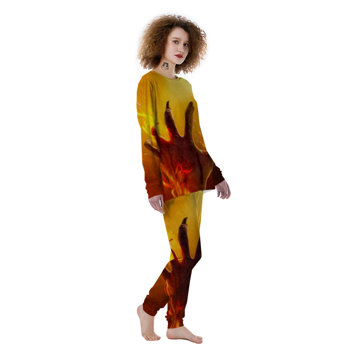 Devil Hand Print Women's Pajamas-grizzshop