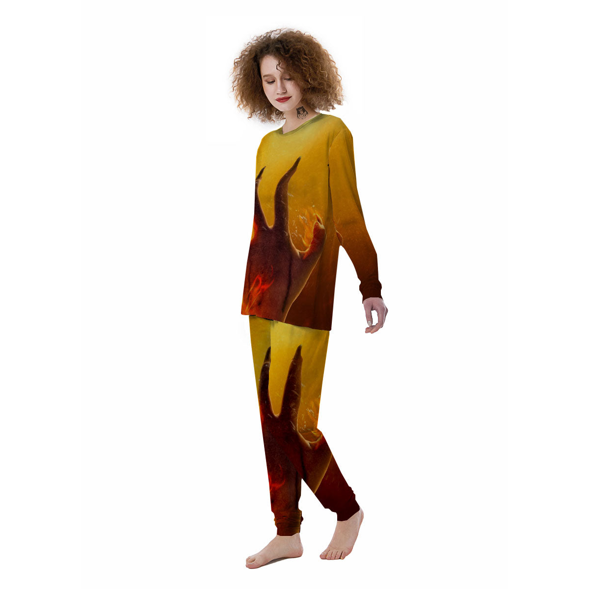 Devil Hand Print Women's Pajamas-grizzshop
